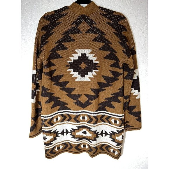 Nwt $89 Lucky Brand Aztec Pockets Sweater Cardigan Small Southwestern D1 - Picture 2 of 6